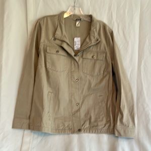 NWT CJ Banks tan/ khaki denim style jacket 1X 16/18W